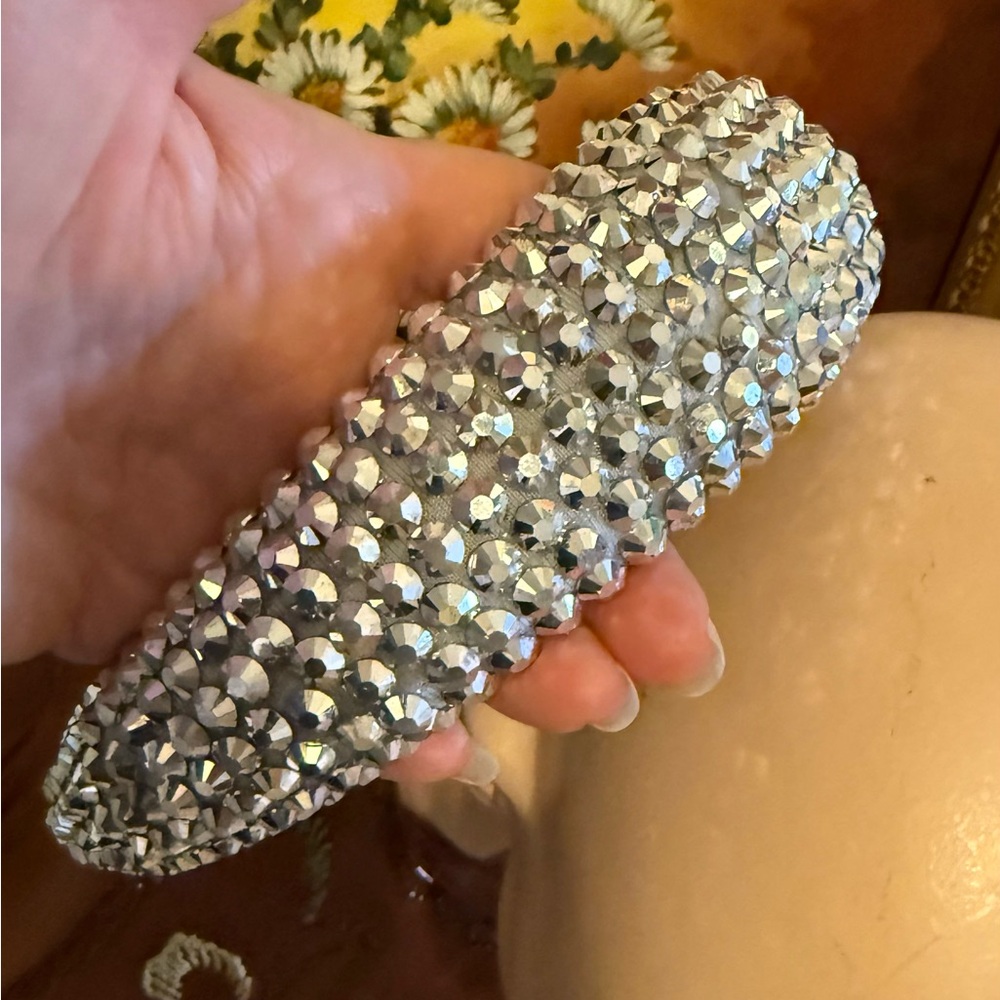 Elegant Silver Beaded Wide Headband Hand Made